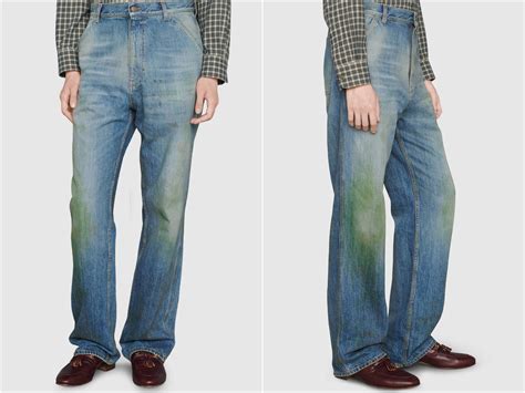 gucci fake grass stain|Gucci's Selling Jeans With Fake Grass Stains For .